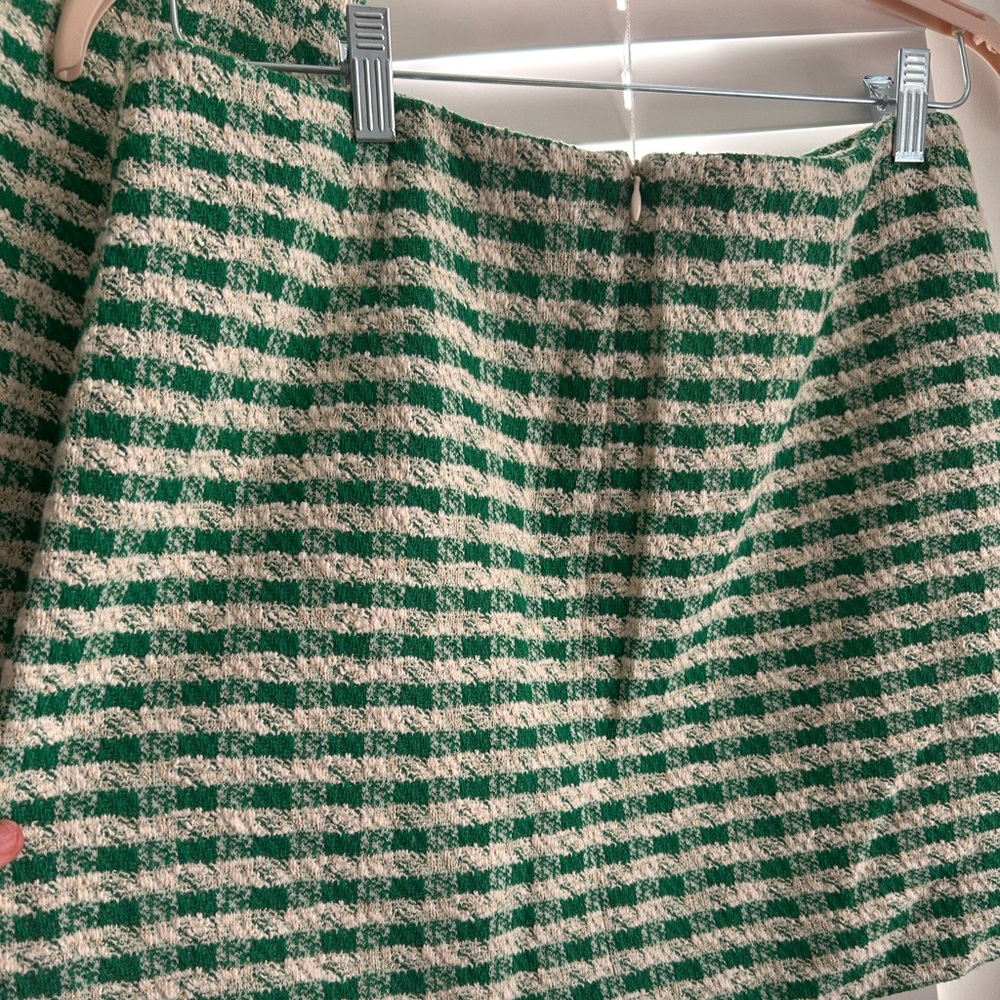 AQUA Green Tweed 2 piece suit Gold Button Preppy Sheath Size XL - Picture 5 of 13